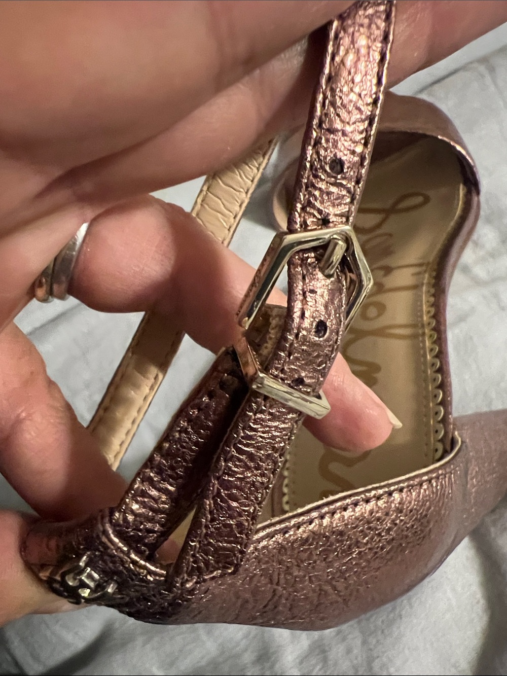 Sam Edelman Yaro Metallic Rose Gold Block Heel sandals - 8.5 - Picture 7 of 8